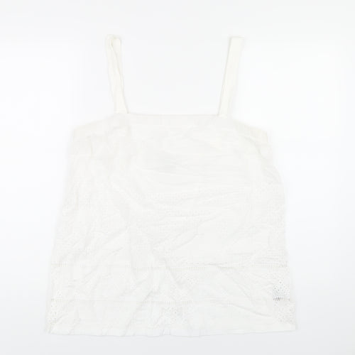 NEXT Womens White Cotton Basic Tank Size 16 Square Neck