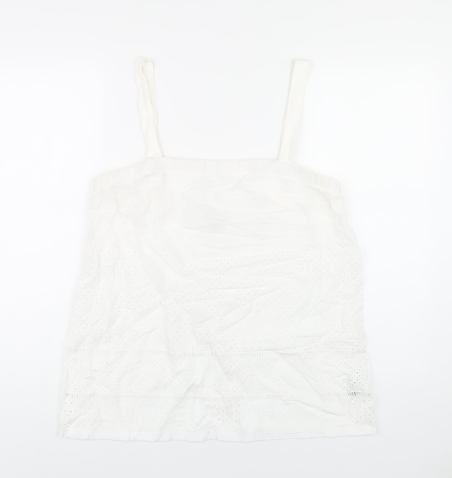 NEXT Womens White Cotton Basic Tank Size 16 Square Neck