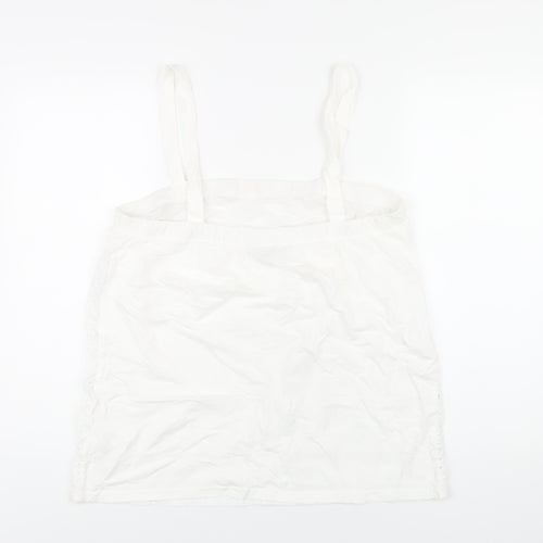 NEXT Womens White Cotton Basic Tank Size 16 Square Neck