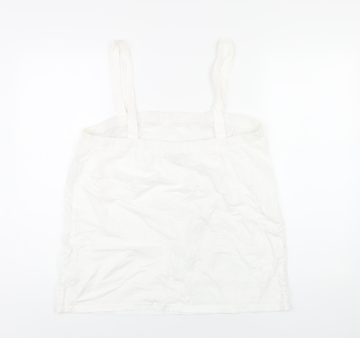 NEXT Womens White Cotton Basic Tank Size 16 Square Neck