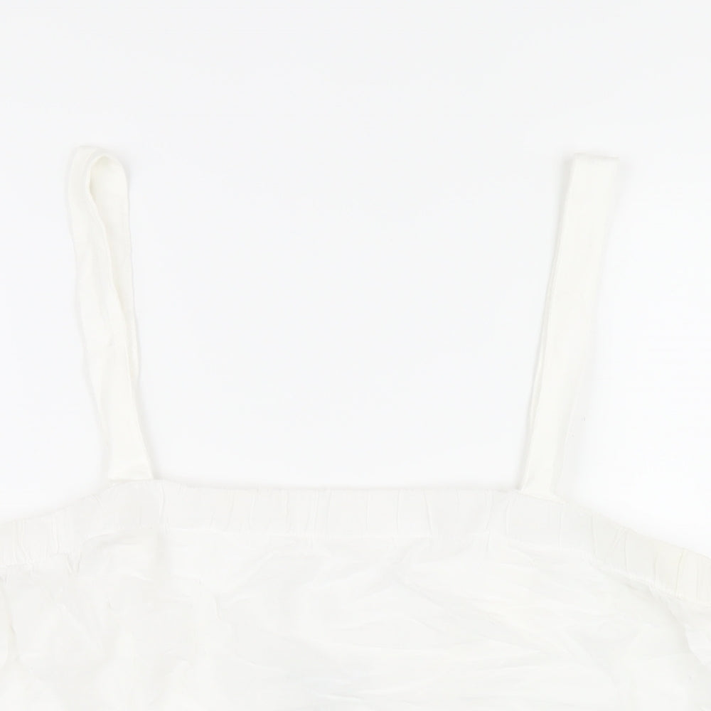 NEXT Womens White Cotton Basic Tank Size 16 Square Neck