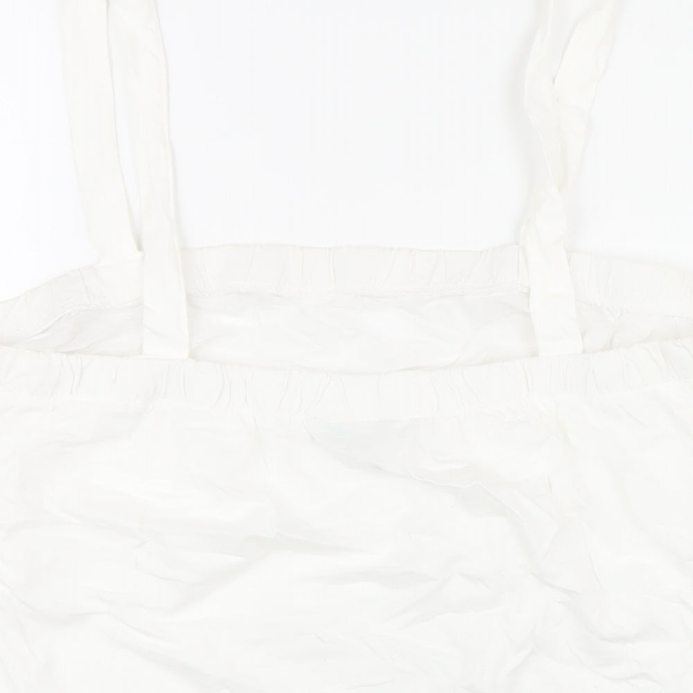 NEXT Womens White Cotton Basic Tank Size 16 Square Neck