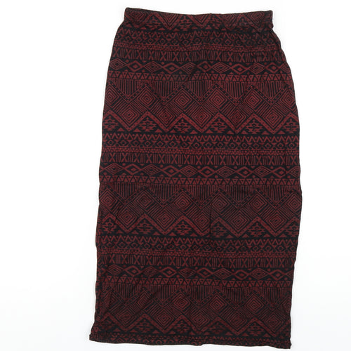 Club L Womens Red Geometric Viscose Straight & Pencil Skirt Size 8