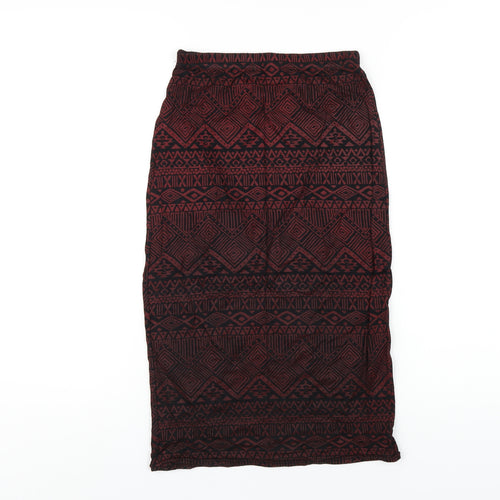 Club L Womens Red Geometric Viscose Straight & Pencil Skirt Size 8