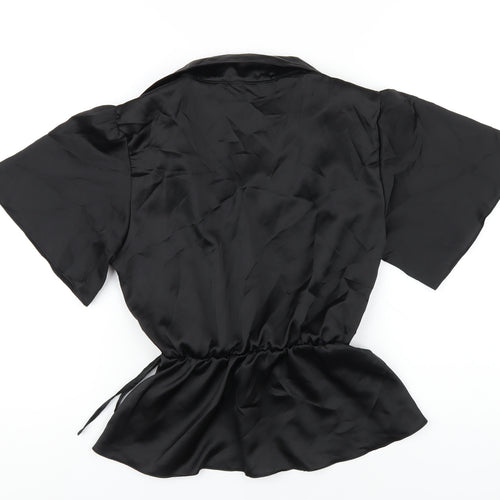 ASOS Womens Black Polyester Wrap Blouse Size 10 V-Neck