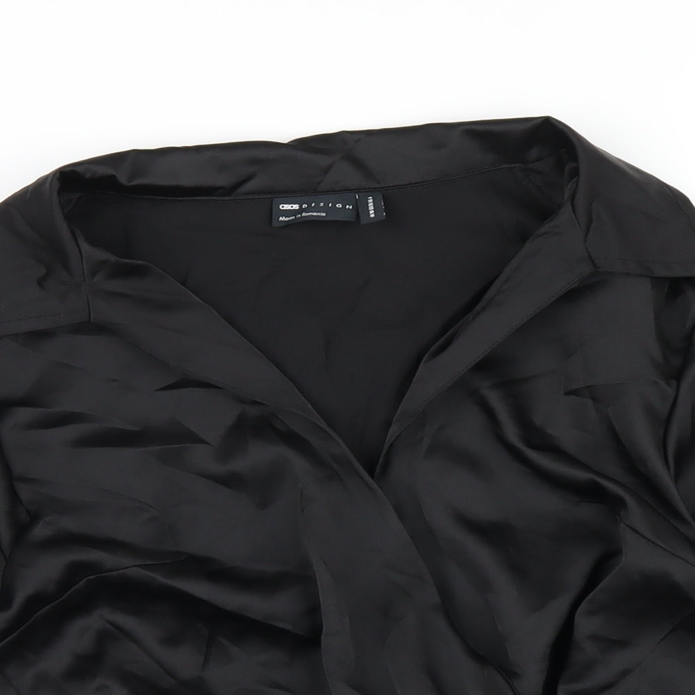 ASOS Womens Black Polyester Wrap Blouse Size 10 V-Neck