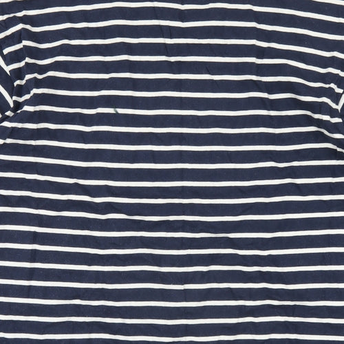 Boohoo Mens Blue Striped Cotton T-Shirt Size S Round Neck