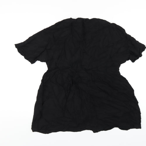 ASOS Womens Black Viscose Trapeze & Swing Size 4 V-Neck Button