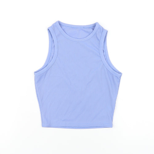 prettylitt Womens Blue Polyester Cropped Tank Size 6 Round Neck