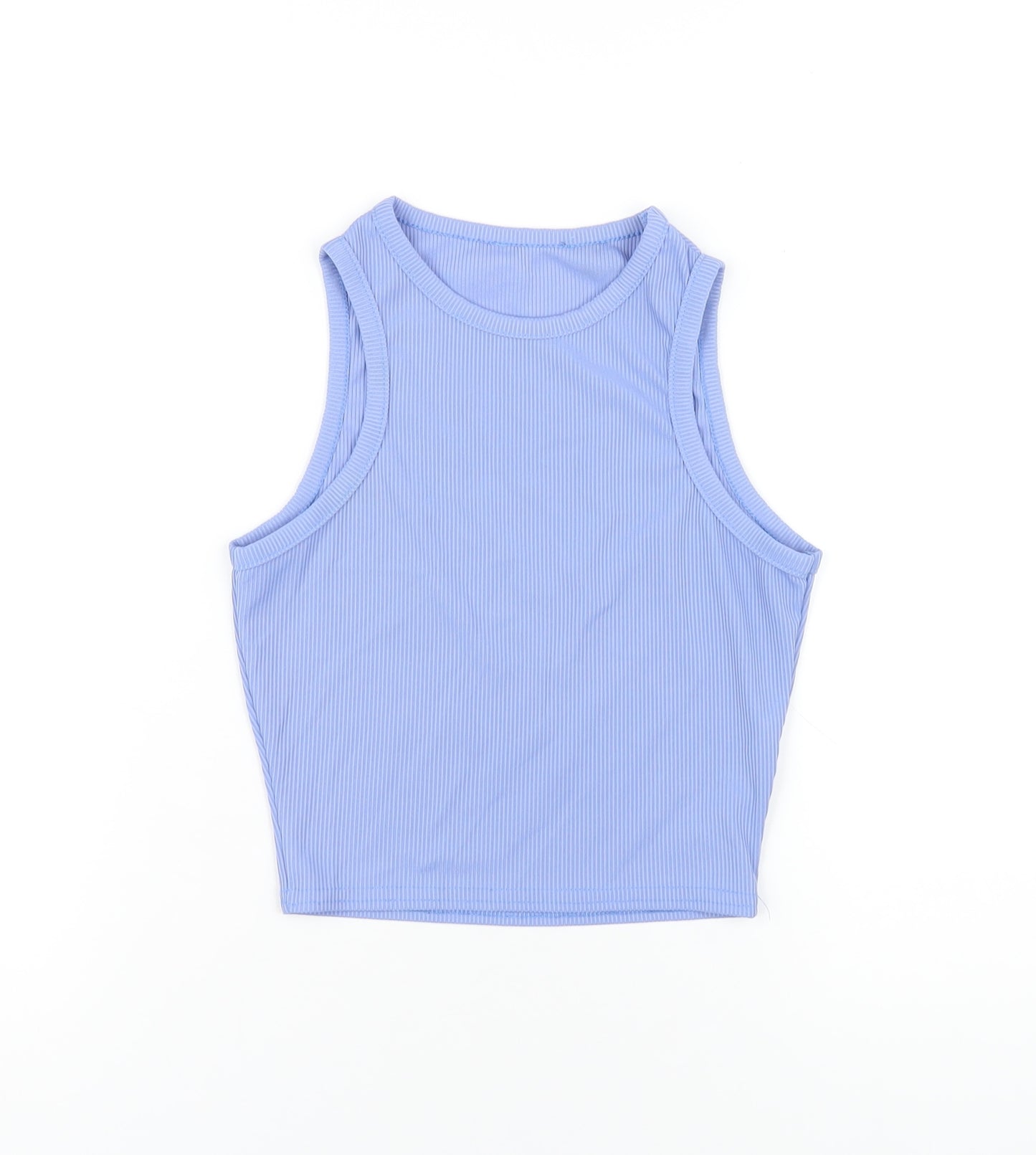 prettylitt Womens Blue Polyester Cropped Tank Size 6 Round Neck