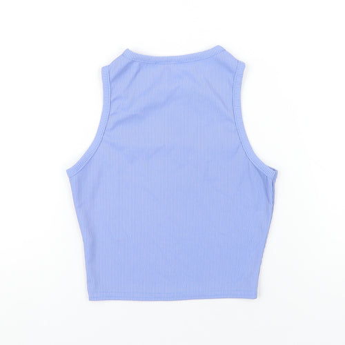 prettylitt Womens Blue Polyester Cropped Tank Size 6 Round Neck