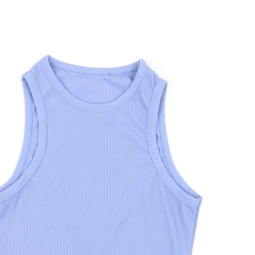 prettylitt Womens Blue Polyester Cropped Tank Size 6 Round Neck