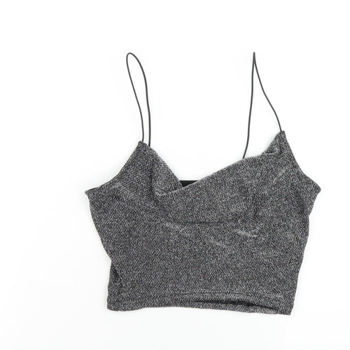 H&M Womens Black Polyamide Basic T-Shirt Size XS Cowl Neck