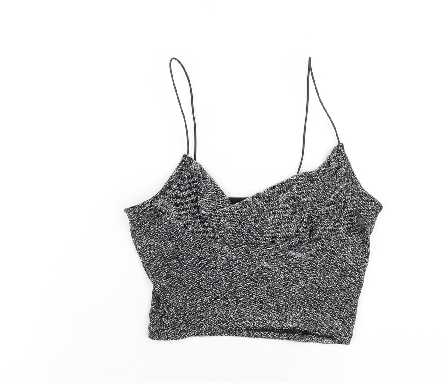 H&M Womens Black Polyamide Basic T-Shirt Size XS Cowl Neck
