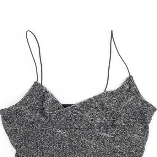 H&M Womens Black Polyamide Basic T-Shirt Size XS Cowl Neck