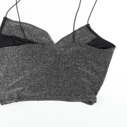 H&M Womens Black Polyamide Basic T-Shirt Size XS Cowl Neck