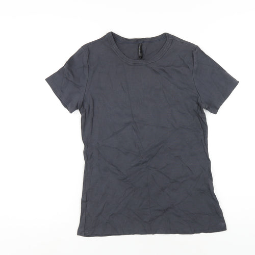 Marks and Spencer Womens Grey Cotton Basic T-Shirt Size 14 Round Neck