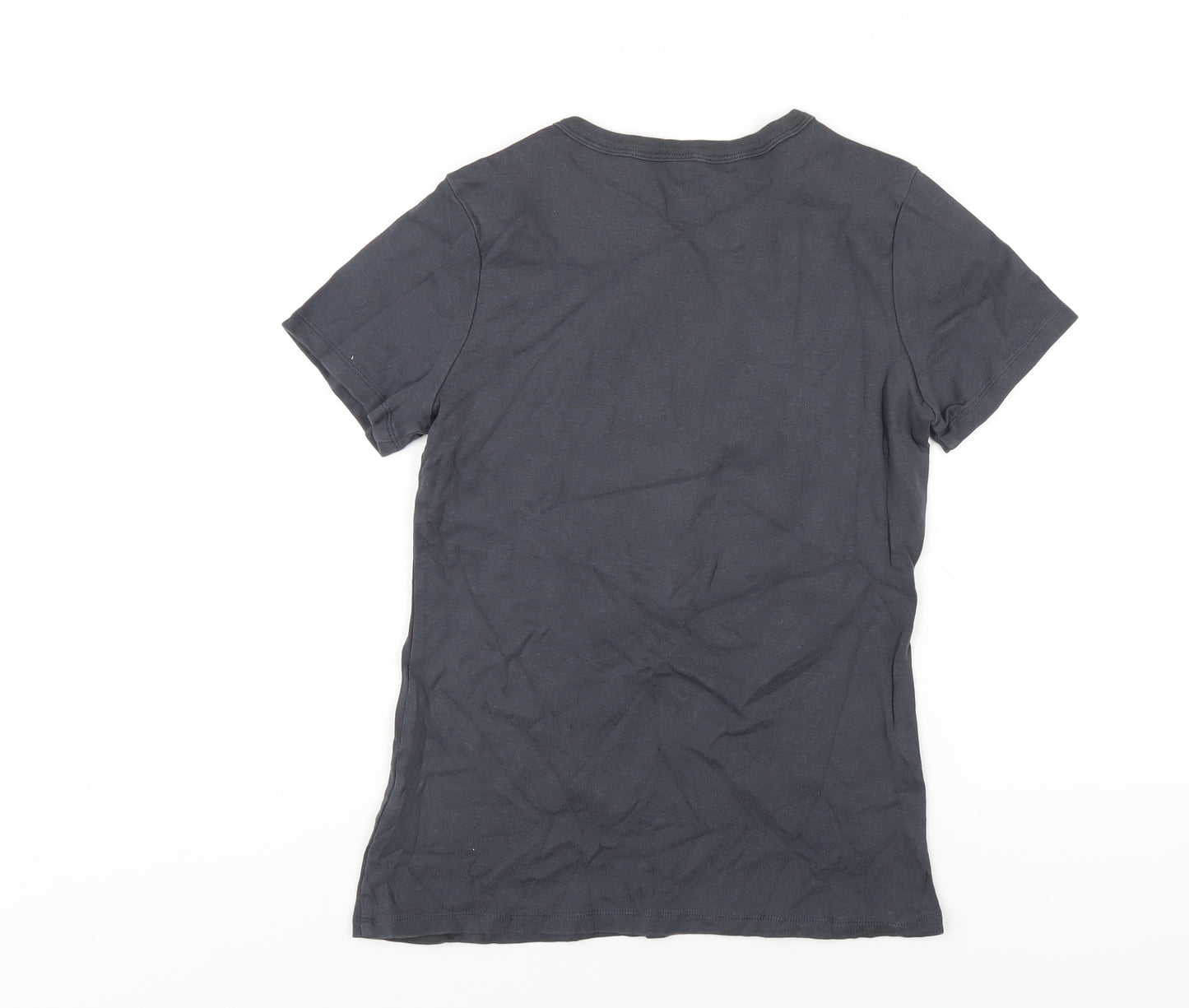 Marks and Spencer Womens Grey Cotton Basic T-Shirt Size 14 Round Neck