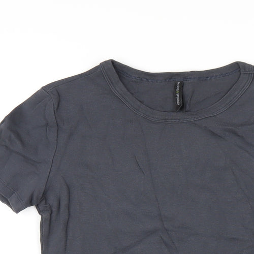 Marks and Spencer Womens Grey Cotton Basic T-Shirt Size 14 Round Neck