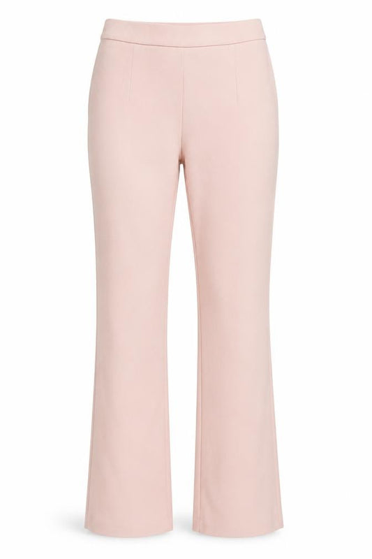 Front view of In the Style women’s pink polyester trousers, size UK 4, 30-inch leg regular zip