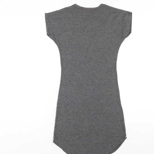 Boohoo Womens Grey Viscose Bodycon Size 6 Round Neck Pullover