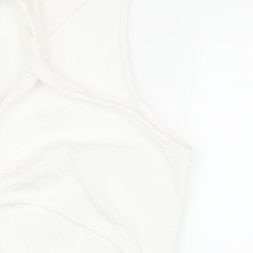 PRETTYLITTLETHING Womens White Polyester Bodycon Size 10 Mock Neck Pullover - Cut Out Twist Front