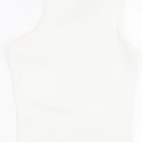 PRETTYLITTLETHING Womens White Polyester Bodycon Size 10 Mock Neck Pullover - Cut Out Twist Front