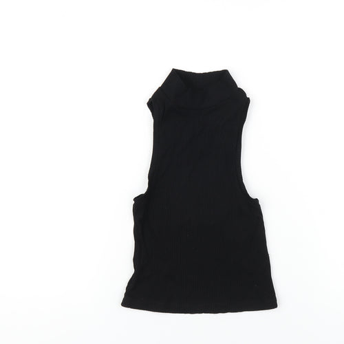 ASOS Womens Black Cotton Basic T-Shirt Size 6 High Neck