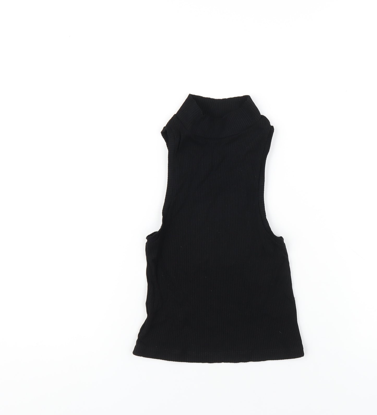 ASOS Womens Black Cotton Basic T-Shirt Size 6 High Neck