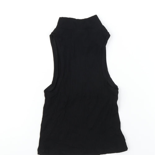 ASOS Womens Black Cotton Basic T-Shirt Size 6 High Neck