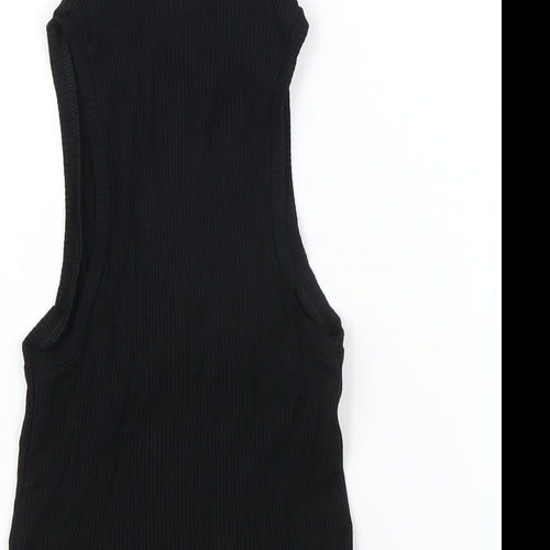 ASOS Womens Black Cotton Basic T-Shirt Size 6 High Neck