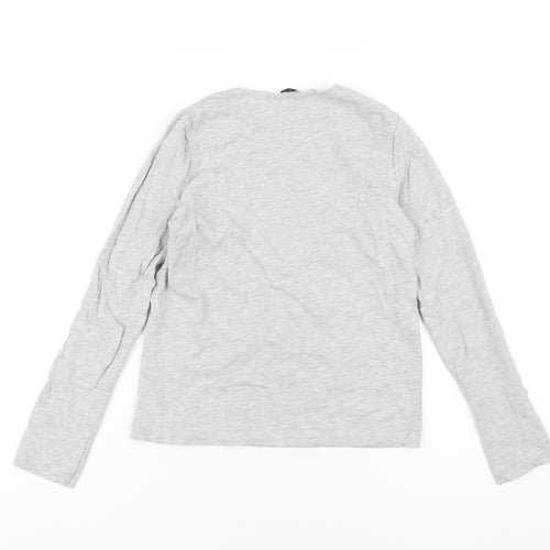 Zara Womens Grey Cotton Basic T-Shirt Size S Round Neck