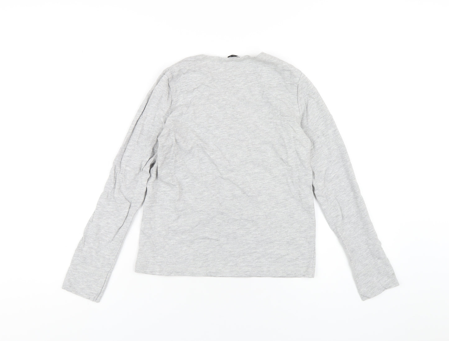 Zara Womens Grey Cotton Basic T-Shirt Size S Round Neck