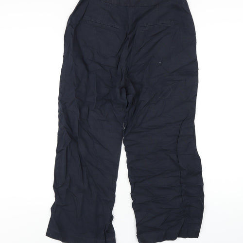 Great Plains Womens Blue Linen Trousers Size 12 L26 in Regular Zip