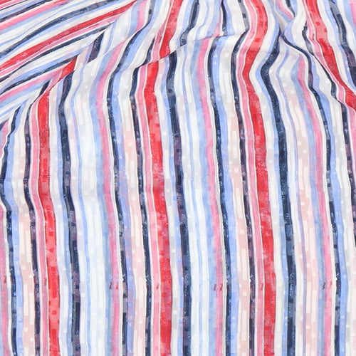 Classic Womens Multicoloured Striped Polyester Basic Blouse Size 16 Round Neck
