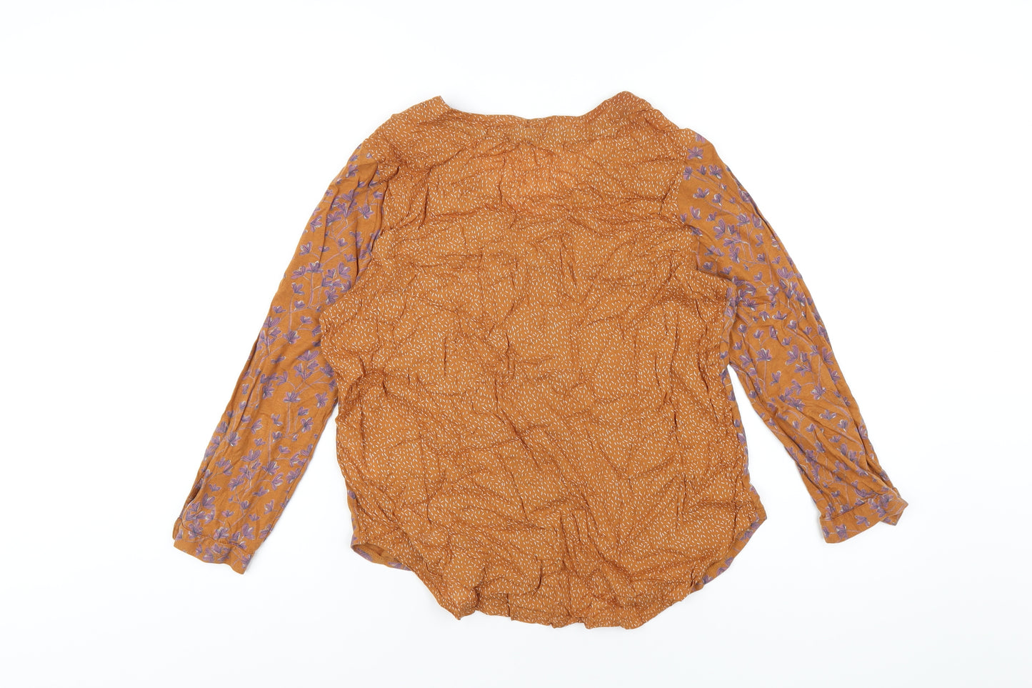 White Stuff Womens Brown Geometric Cotton Basic Button-Up Size 10 V-Neck