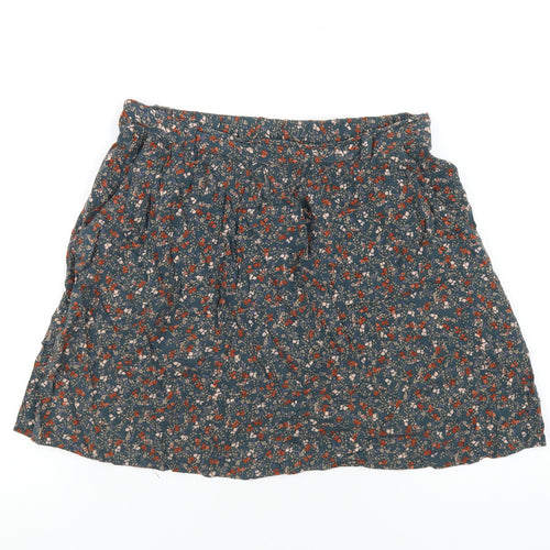 Indigo Womens Blue Floral Viscose A-Line Skirt Size 10
