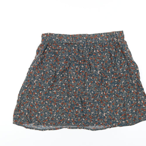 Indigo Womens Blue Floral Viscose A-Line Skirt Size 10