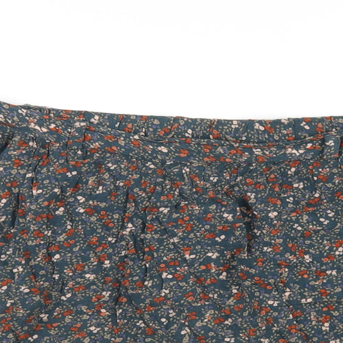 Indigo Womens Blue Floral Viscose A-Line Skirt Size 10