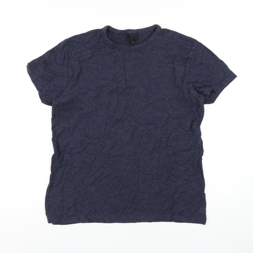 H&M Mens Blue Cotton T-Shirt Size M Round Neck