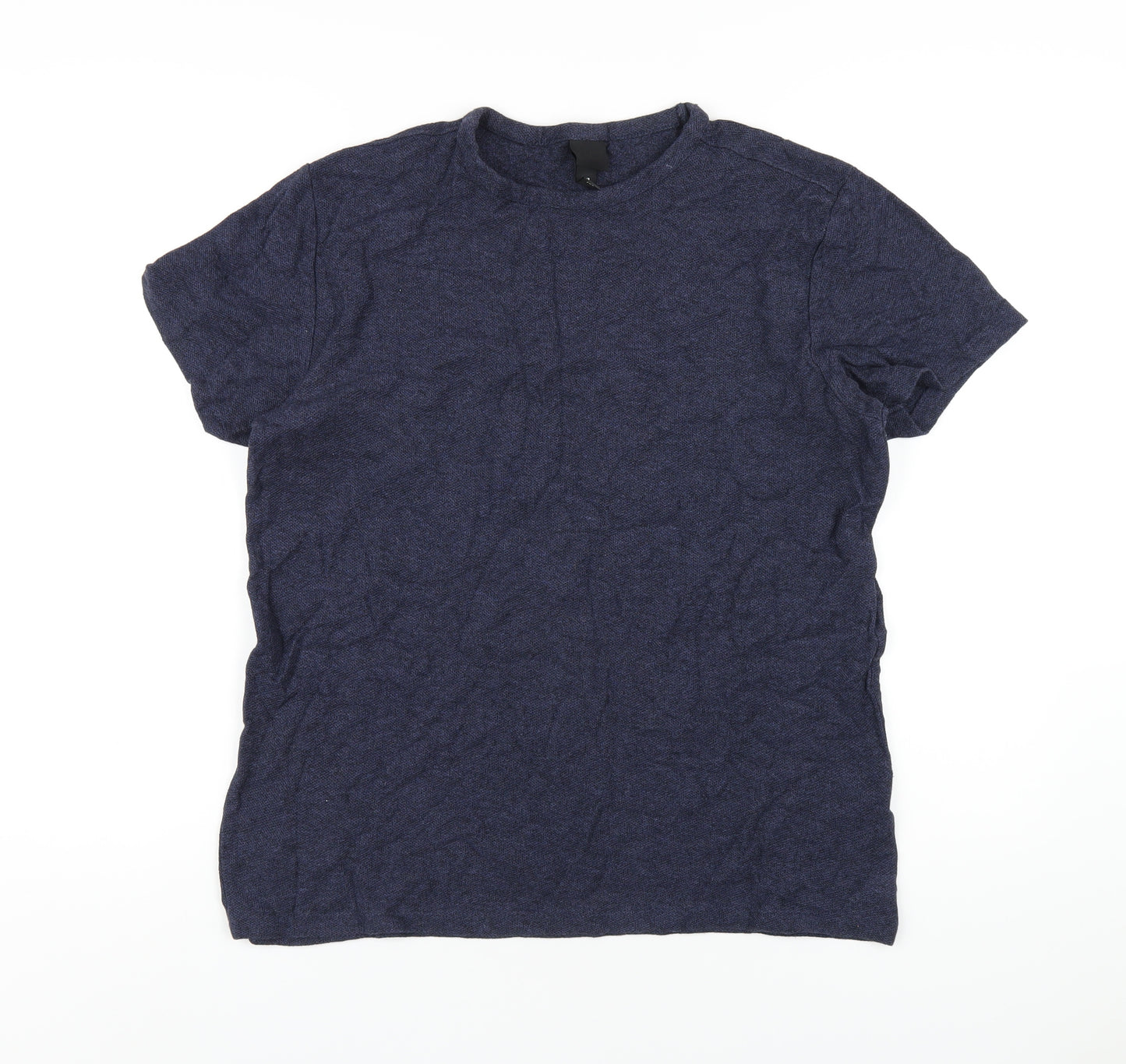 H&M Mens Blue Cotton T-Shirt Size M Round Neck