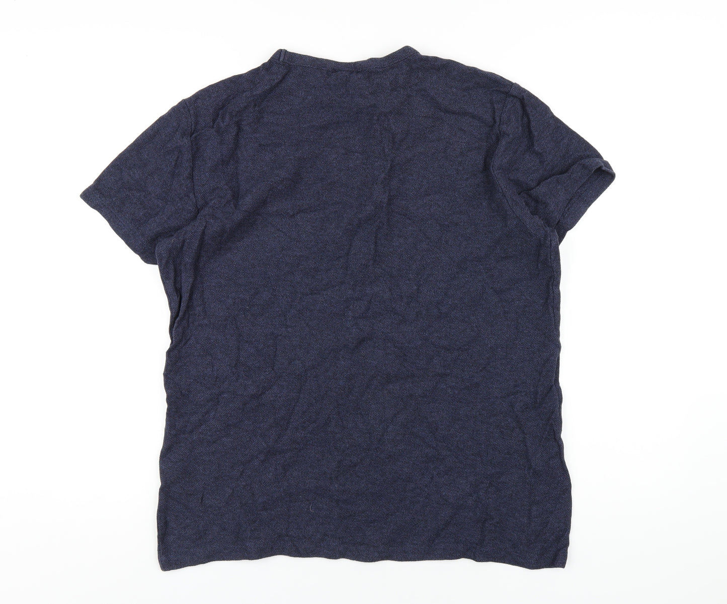 H&M Mens Blue Cotton T-Shirt Size M Round Neck