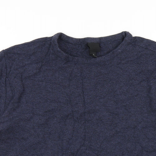 H&M Mens Blue Cotton T-Shirt Size M Round Neck