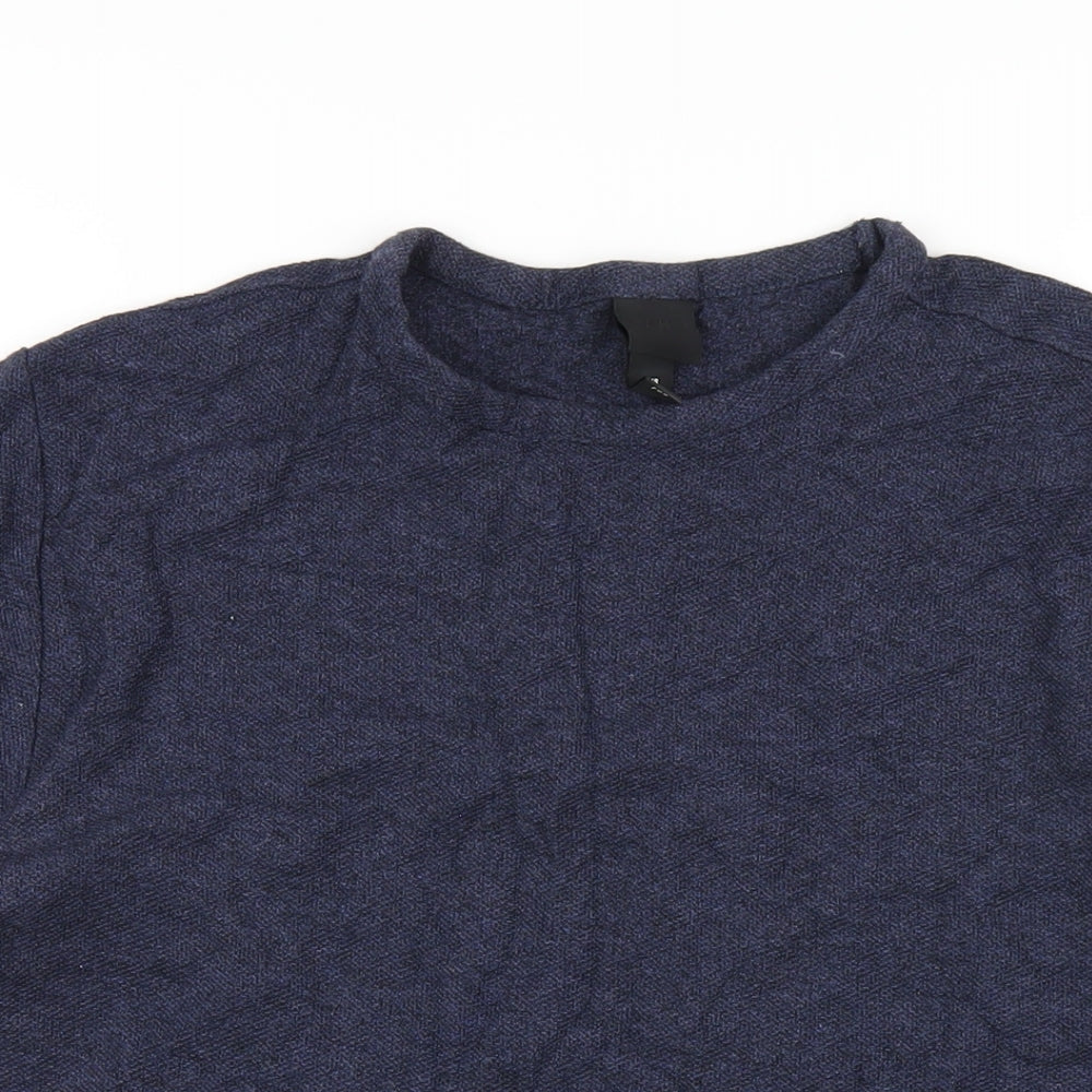 H&M Mens Blue Cotton T-Shirt Size M Round Neck