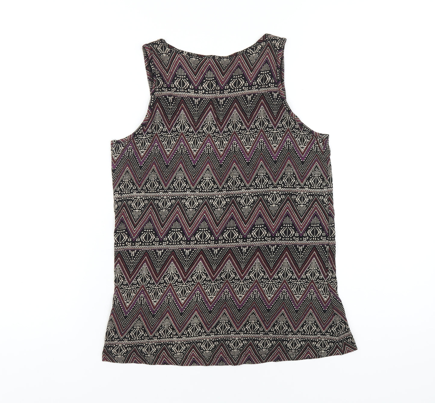 New Look Womens Multicoloured Geometric Cotton Basic Tank Size 6 Scoop Neck