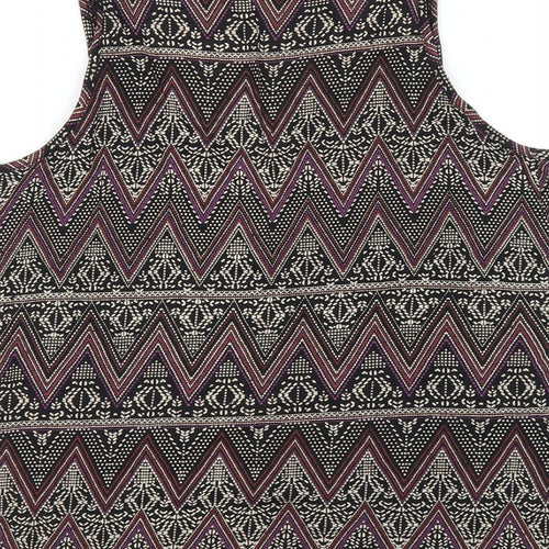 New Look Womens Multicoloured Geometric Cotton Basic Tank Size 6 Scoop Neck
