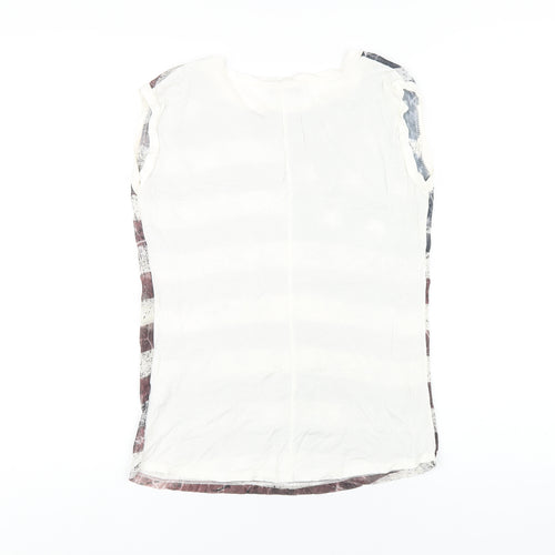 Exhibit Womens Multicoloured Polyester Basic Tank Size 10 Round Neck - American Flag
