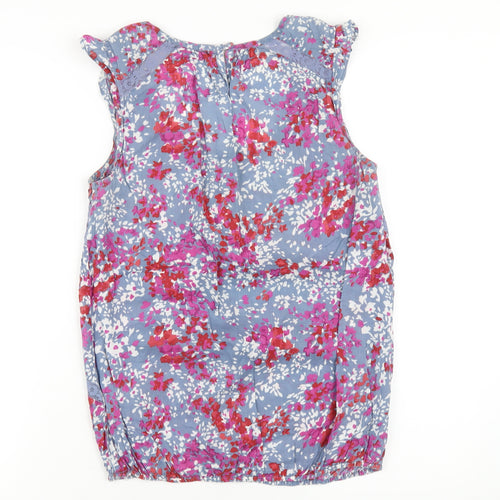 Dorothy Perkins Womens Blue Geometric Cotton Basic Tank Size 12 Scoop Neck