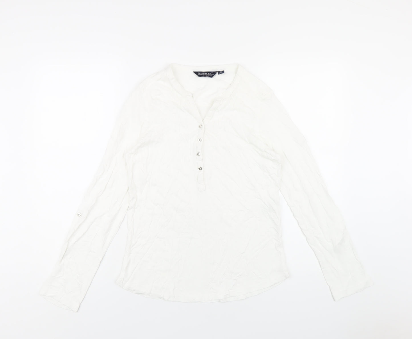 Regatta Womens White Cotton Basic T-Shirt Size 12 V-Neck