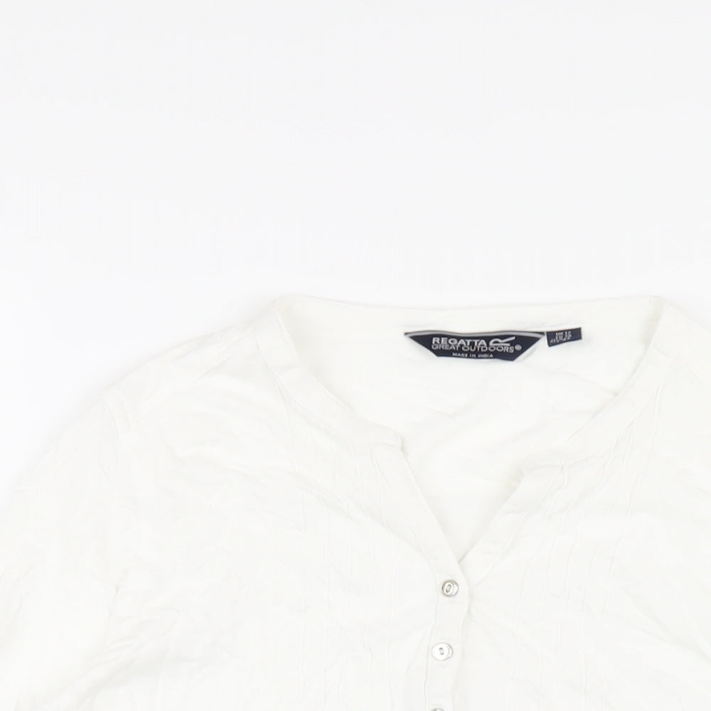 Regatta Womens White Cotton Basic T-Shirt Size 12 V-Neck